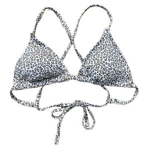 🆕 NWOT White Leopard Print Ribbed Triangle Bikini Top